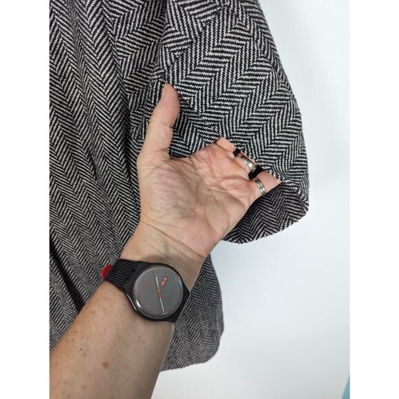 Vintage 90's Vertigo  Herringbone Blazer Short Sleeve Tulip Shape Wool Blend - Picture 6 of 7